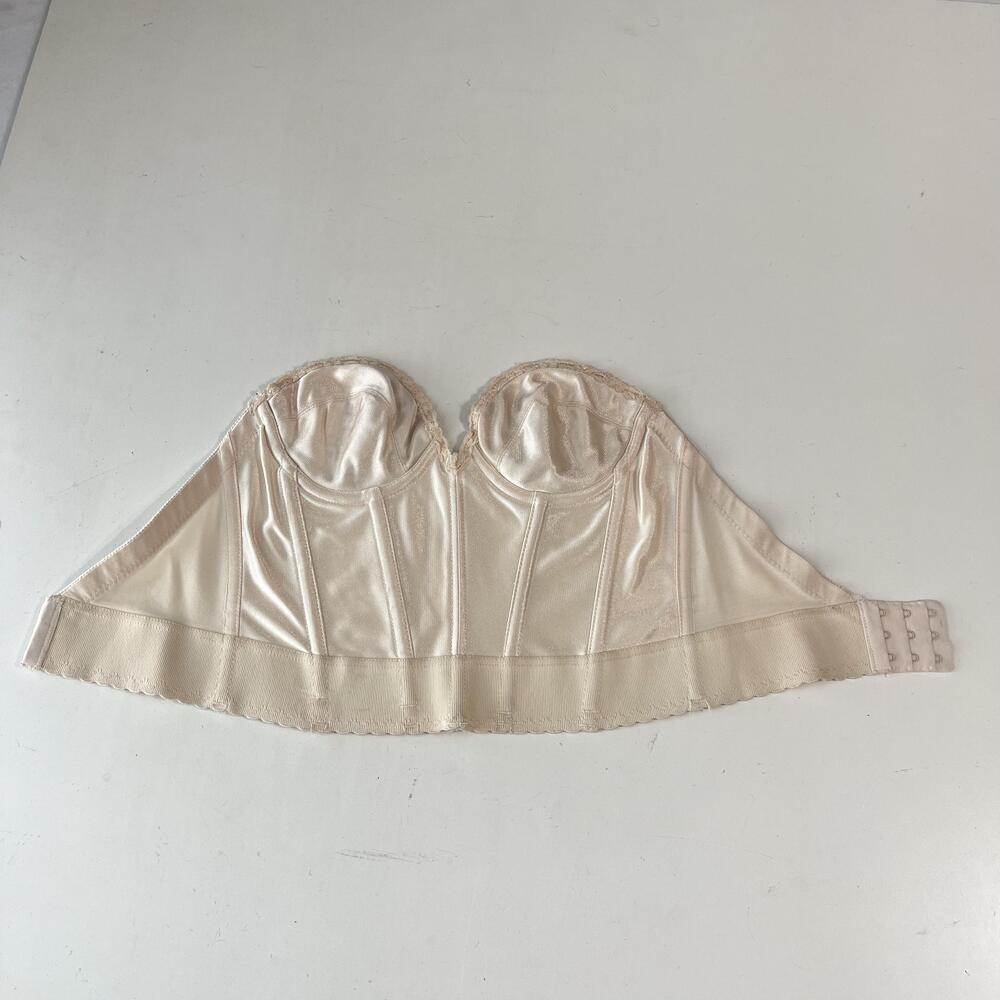 Vintage Carnival Bustier Womens 34B White Satin Lace Strapless Bridal Wedding